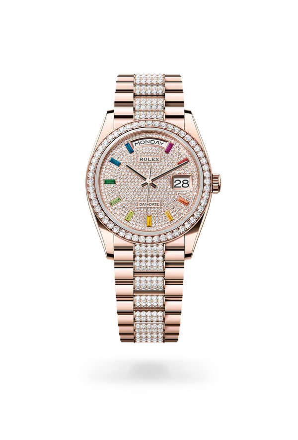  Day-Date 36 with Oyster, 36 mm, Everose gold and diamonds