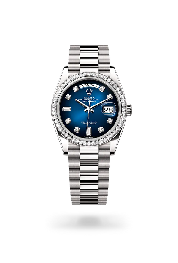  Day-Date 36 with Oyster, 36 mm, white gold and diamonds