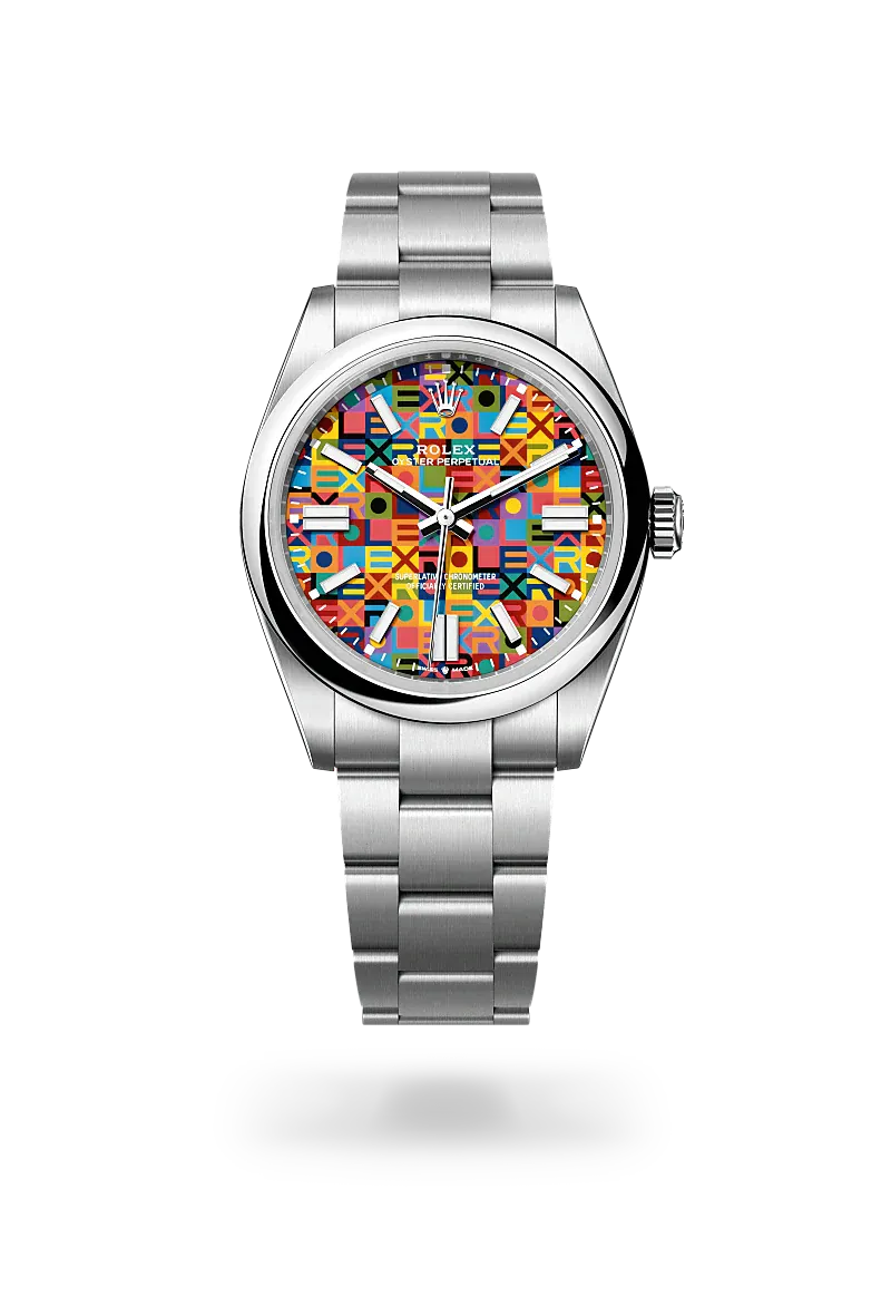 Front facing Rolex Oyster Perpetual watch