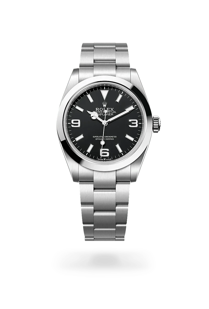 Front facing Rolex Explorer 40 watch