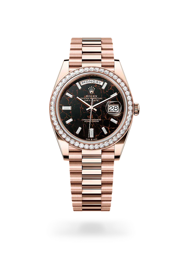  Day-Date 40 with Oyster, 40 mm, Everose gold and diamonds