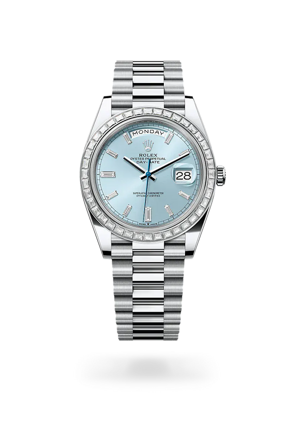  Day-Date 40 with Oyster, 40 mm, platinum and diamonds