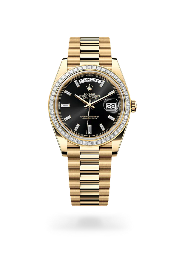 Day-Date 40 with Oyster, 40 mm, yellow gold and diamonds