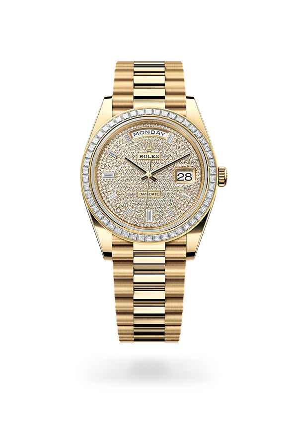  Day-Date 40 with Oyster, 40 mm, yellow gold and diamonds
