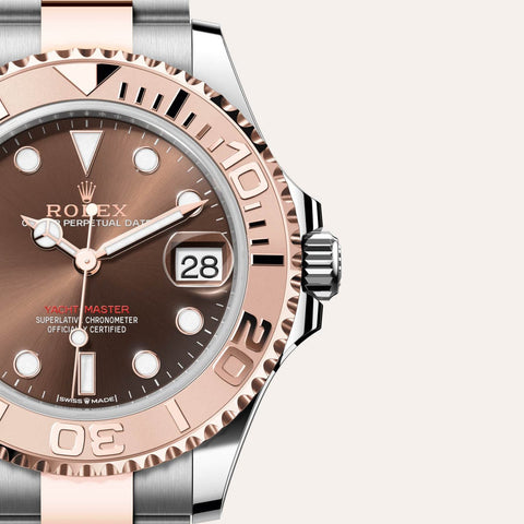 Dial closeup of a Rolex Yacht-Master watch