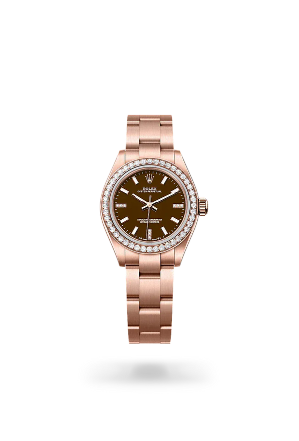  Oyster Perpetual 28 with Oyster, 28 mm, Everose gold and diamonds