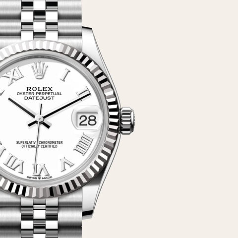 Dial closeup of a Rolex Datejust watch