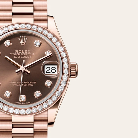 Dial closeup of a Rolex Datejust watch
