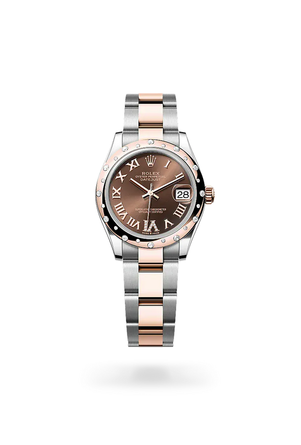  Datejust 31 with Oyster, 31 mm, Oystersteel, Everose gold and diamonds