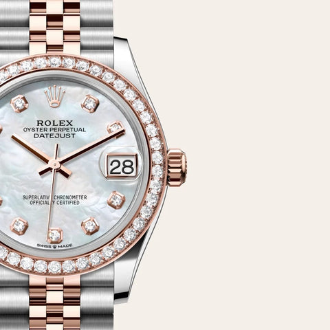 Dial closeup of a Rolex Datejust watch