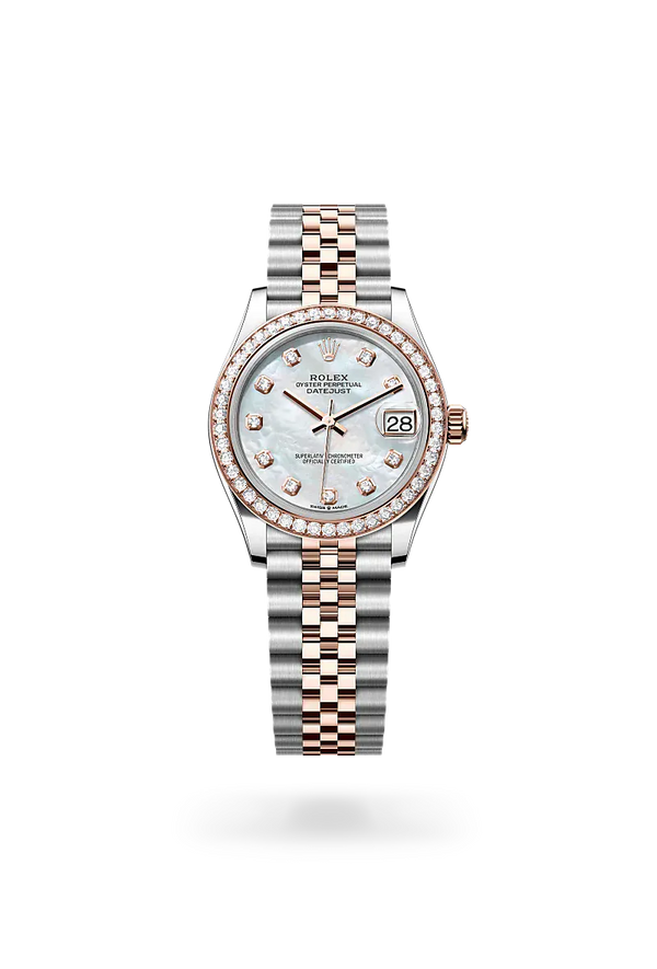  Datejust 31 with Oyster, 31 mm, Oystersteel, Everose gold and diamonds