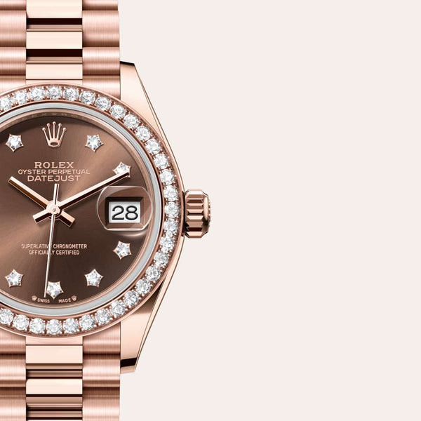 Dial closeup of a Rolex Lady-Datejust watch
