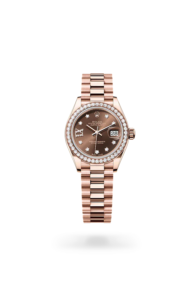  Lady-Datejust with Oyster, 28 mm, Everose gold and diamonds