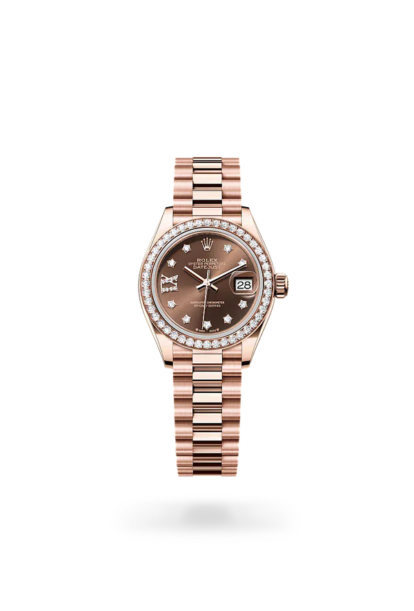  Lady-Datejust with Oyster, 28 mm, Everose gold and diamonds
