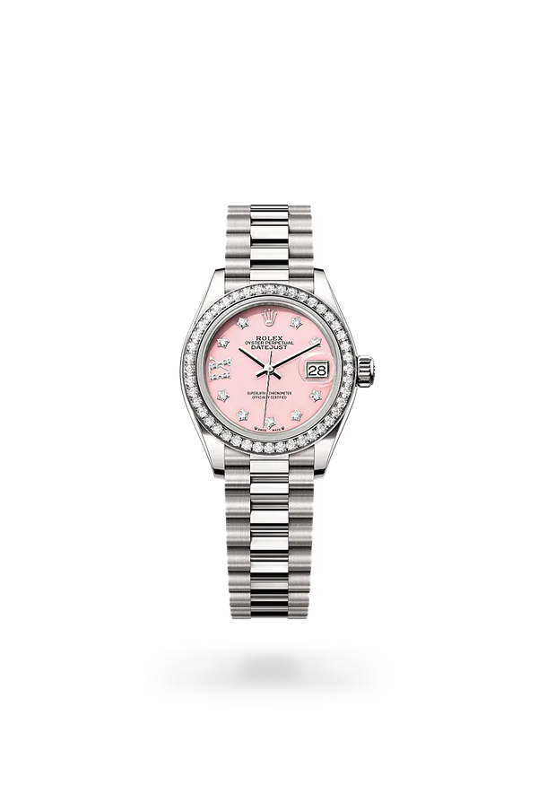  Lady-Datejust with Oyster, 28 mm, white gold and diamonds