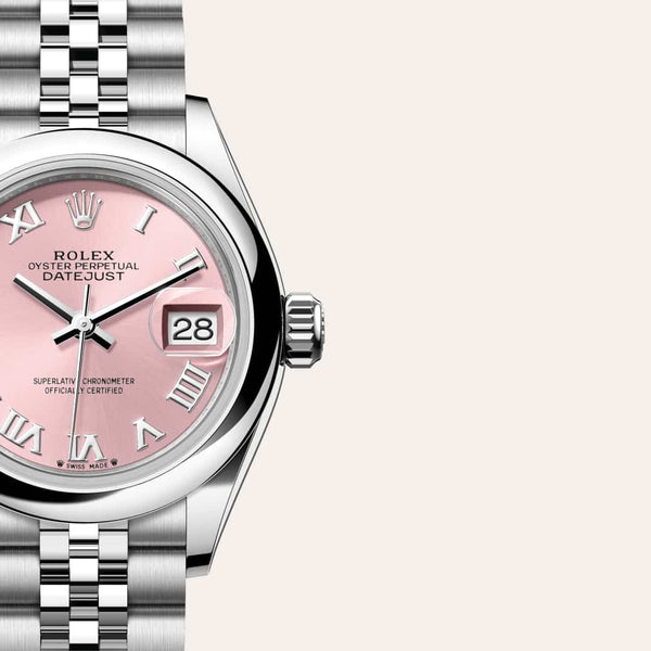 Dial closeup of a Rolex Lady-Datejust watch