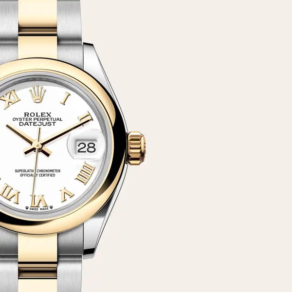 Dial closeup of a Rolex Lady-Datejust watch