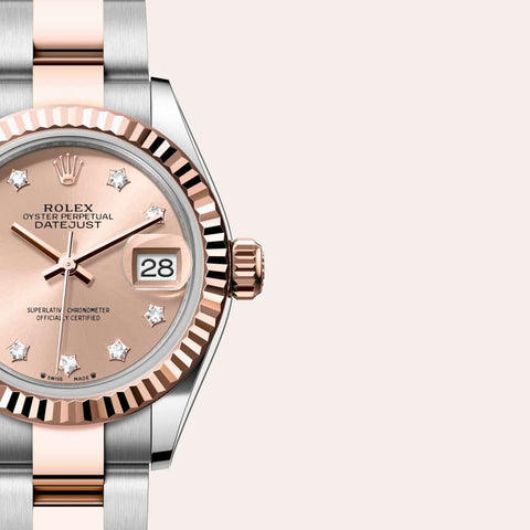 Dial closeup of a Rolex Lady-Datejust watch