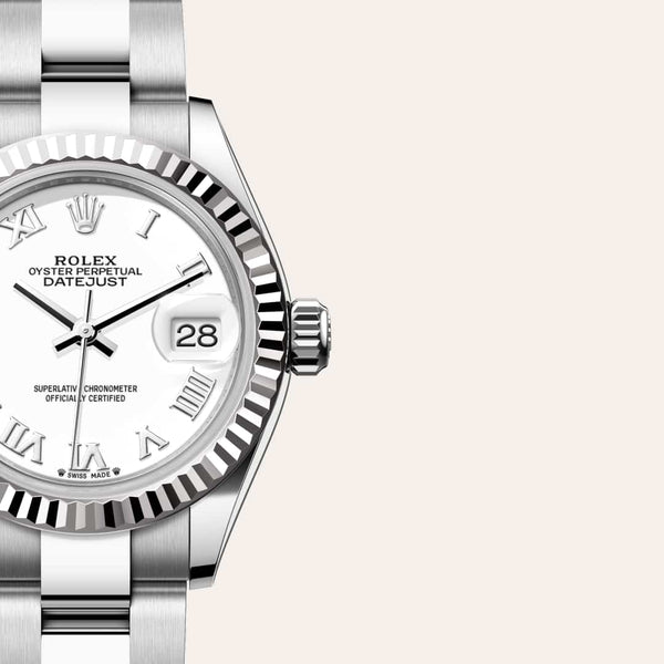 Dial closeup of a Rolex Lady-Datejust watch