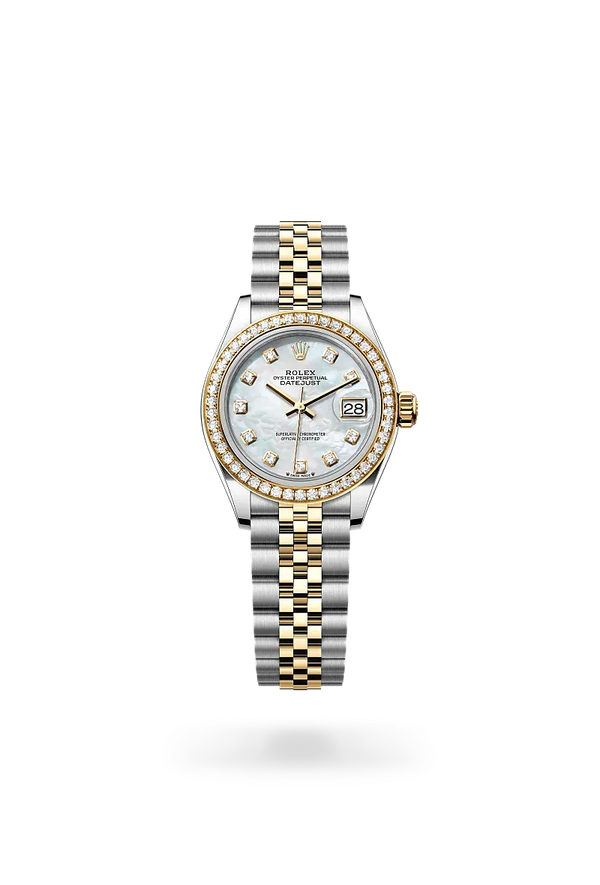  Lady-Datejust with Oyster, 28 mm, Oystersteel, yellow gold and diamonds