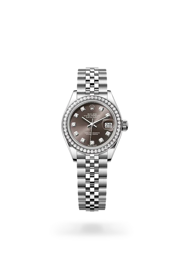  Lady-Datejust with Oyster, 28 mm, Oystersteel, white gold and diamonds