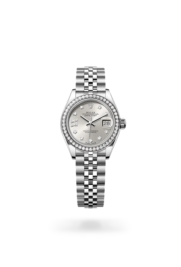  Lady-Datejust with Oyster, 28 mm, Oystersteel, white gold and diamonds