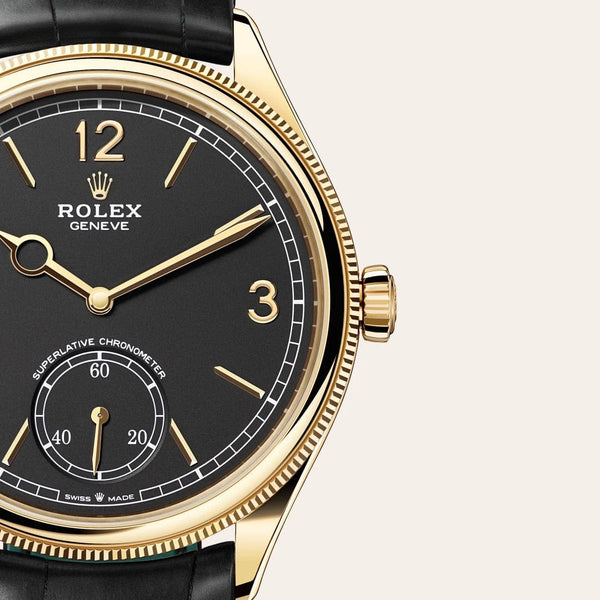 Dial closeup of a Rolex 1908 watch