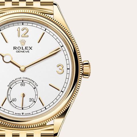 Dial closeup of a Rolex 1908 watch