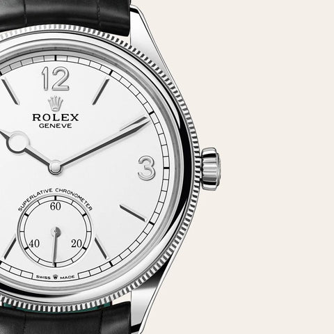 Dial closeup of a Rolex 1908 watch