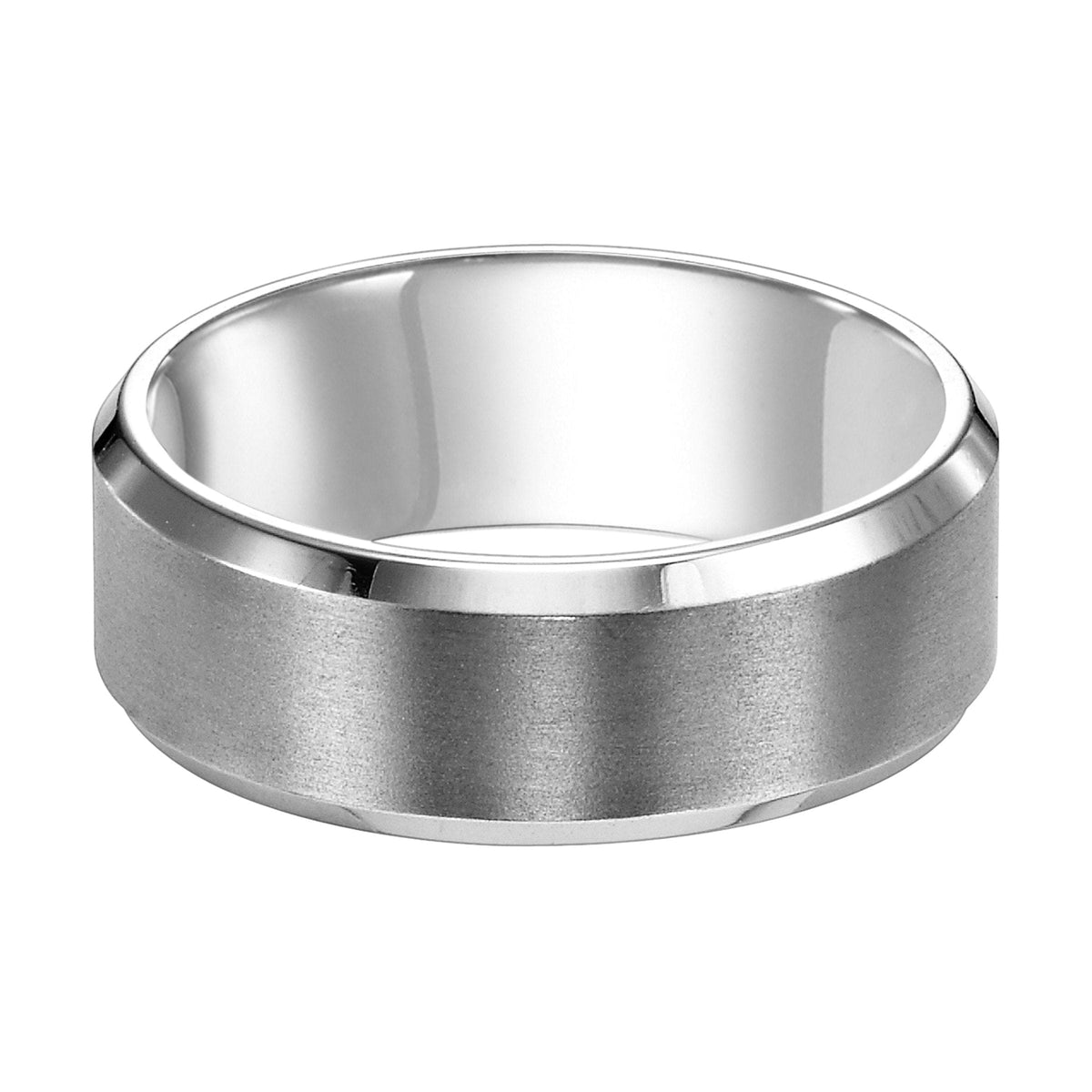 14K White Gold Satin Wedding Band