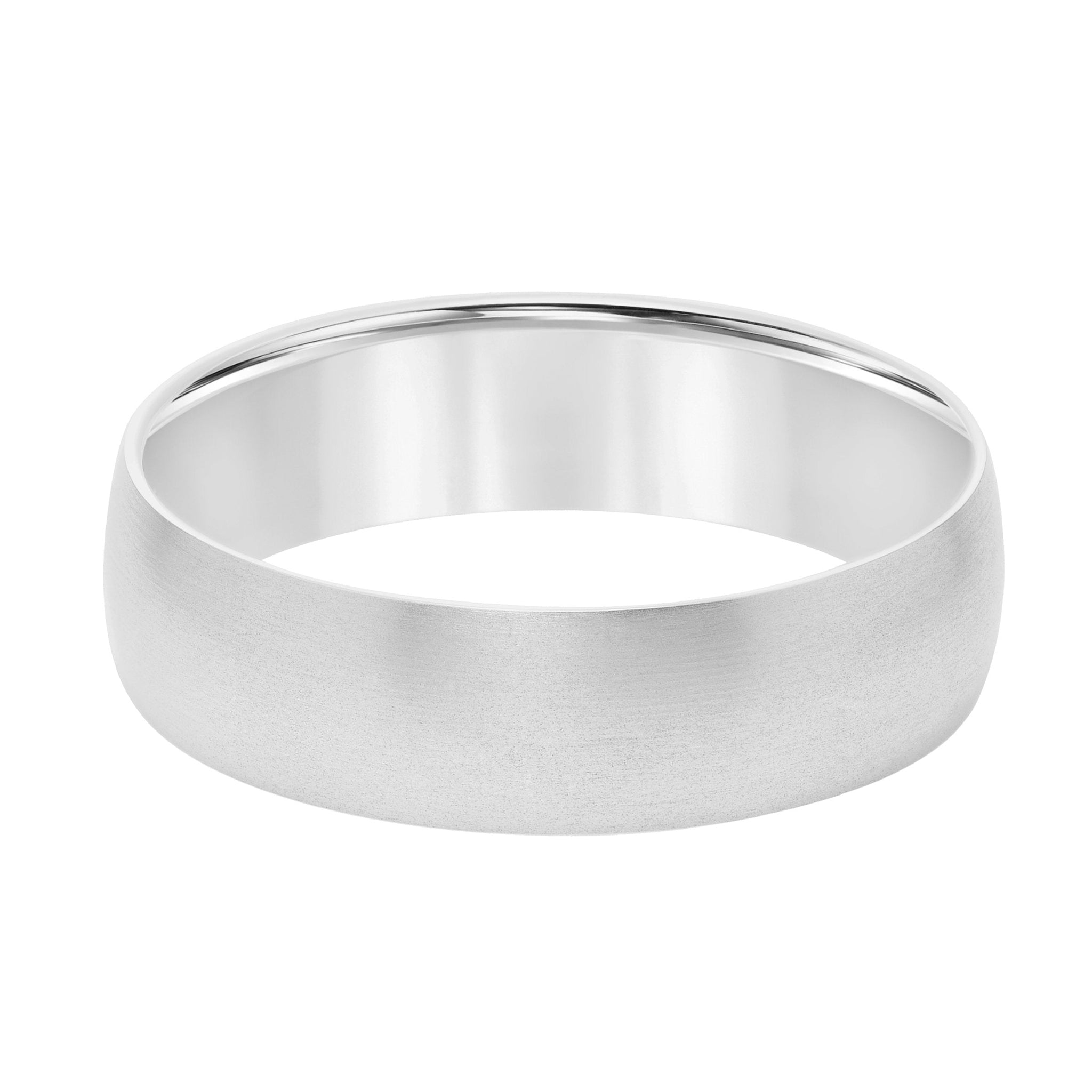 14K White Gold Brushed Finish Wedding Band
