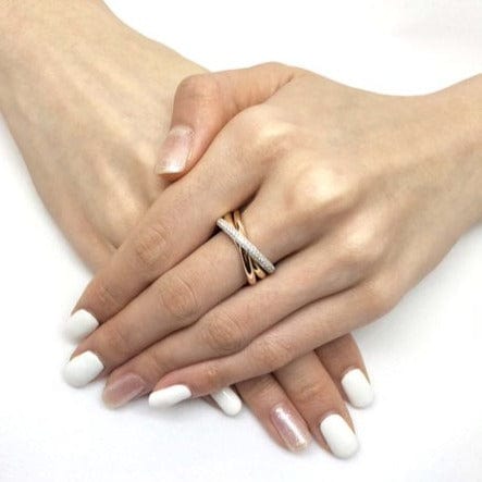18K Tri-Color Diamond Rolling Rings