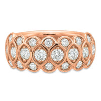 18K Rose Gold 3 Row Honey Comb Half Eternity Band
