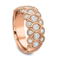 18K Rose Gold 3 Row Honey Comb Half Eternity Band