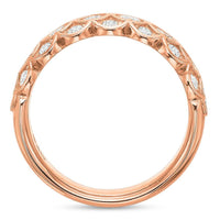 18K Rose Gold 3 Row Honey Comb Half Eternity Band