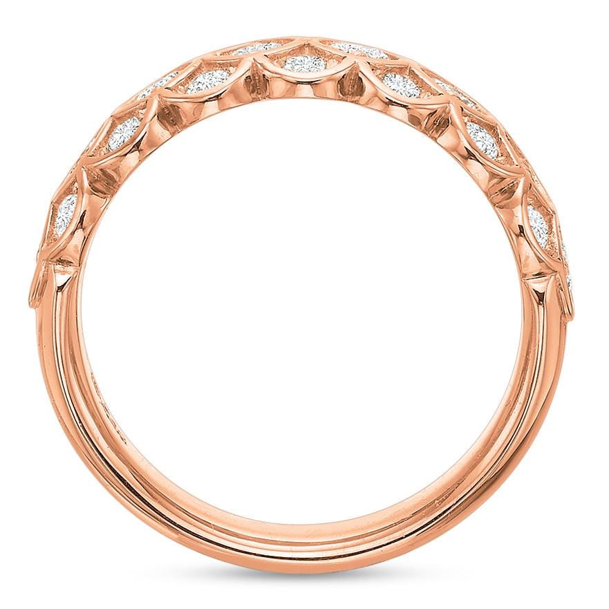 18K Rose Gold 3 Row Honey Comb Half Eternity Band