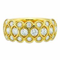 18K Yellow Gold 3 Row Honey Comb Half Eternity Band
