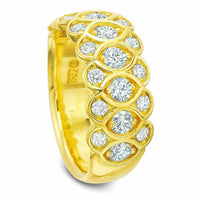 18K Yellow Gold 3 Row Honey Comb Half Eternity Band