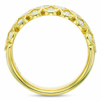 18K Yellow Gold 3 Row Honey Comb Half Eternity Band