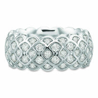 18K White Gold 5 Row Honey Comb Diamond Eternity Band