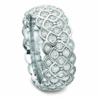 18K White Gold 5 Row Honey Comb Diamond Eternity Band