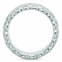 18K White Gold 5 Row Honey Comb Diamond Eternity Band
