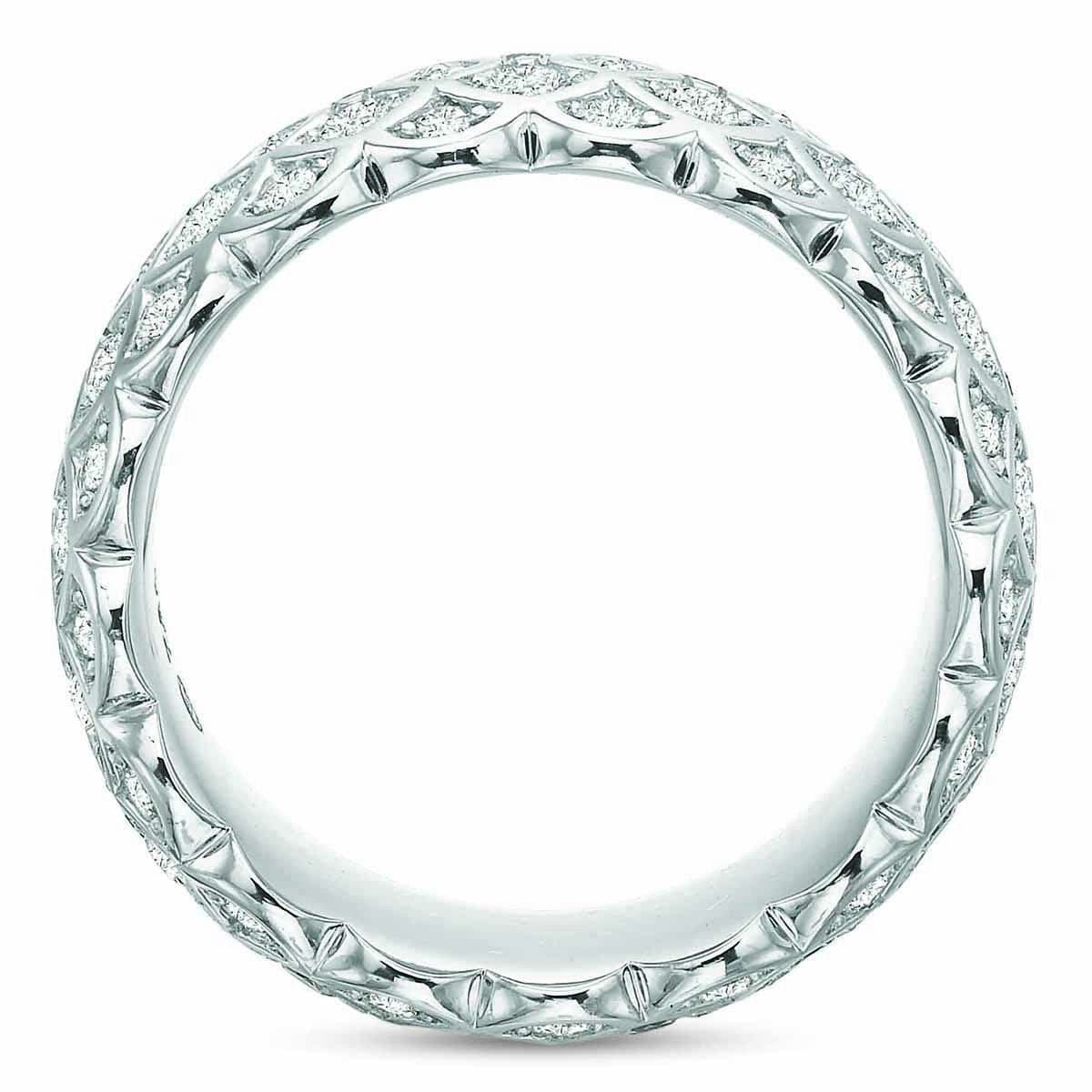 18K White Gold 5 Row Honey Comb Diamond Eternity Band