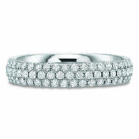 18K White Gold 3 Row Half Diamond Eternity Band