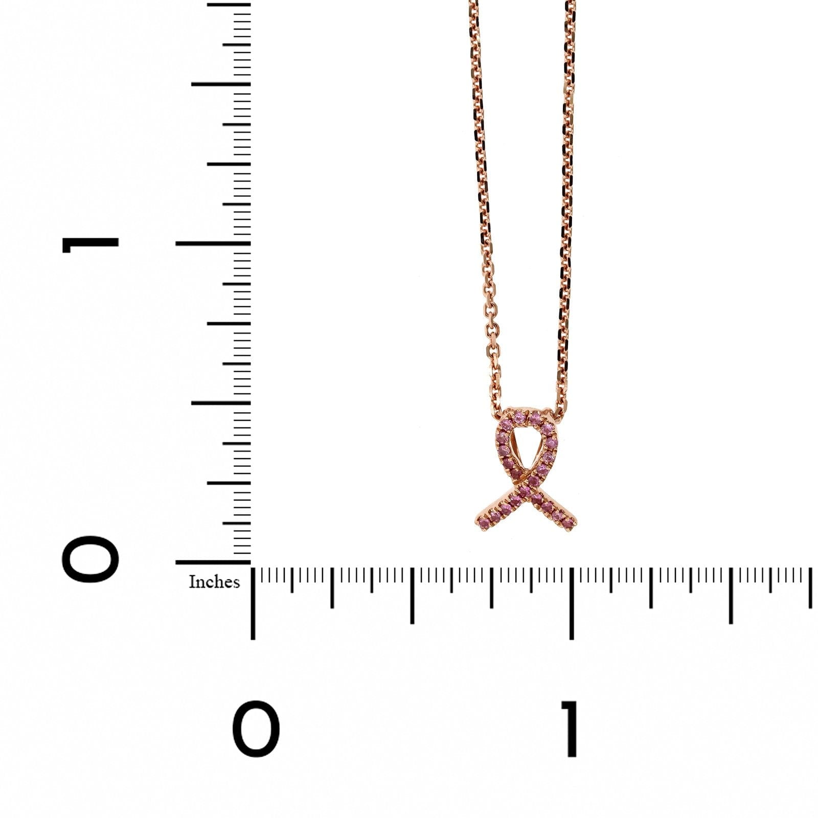 14K Rose Gold Breast Cancer Pink Sapphire Necklace