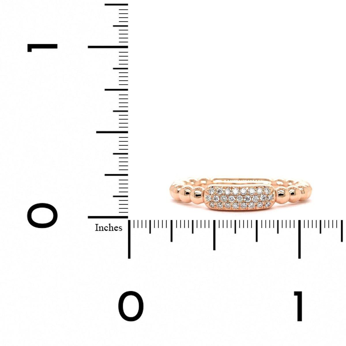 14K Rose Gold Pave Diamond Beaded Ring