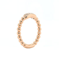 14K Rose Gold Pave Diamond Beaded Ring