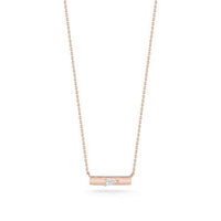 14K Rose Gold Pear Shape Diamond Bar Necklace, 14k rose gold, Long's Jewelers
