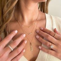 14K Rose Gold Pear Shape Diamond Bar Necklace, 14k rose gold, Long's Jewelers