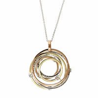 14K Tri Color Twist Diamond Pendant
